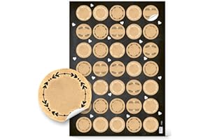 Logbuch-Verlag Petits lot de 35 autocollants ronds vierges en papier kraft marron beige naturel 3.2 cm - Petit cadeau pour invités, Noël, calendrier de l'avent.