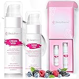 BODYBLOOMS® Crema Viso Antirughe Donna Doppia Azione Contro Le Rughe. Idratante Con Texture Leggera. Antimacchie. Crema + Sie