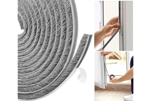 AFAXINRIE Draft Excluder for Doors, Draught Excluder for Windows, 5 Meters(L) x 9 mm(W) x 9mm(T) Self-Adhesive Brush Seal Strip Air Stopper for Door, Window- Grey