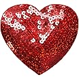 Valentine XL 4" Red Sequin Heart Iron on Embroidered Patch