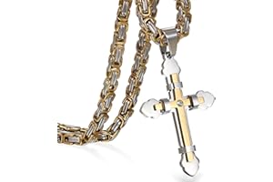 OIDEA Collana Catena Uomo acciaio inossidabile con Pendente Croce Doppio strato,Colore a scelta