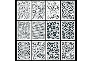‎ROLIN ROLY Rolin Roly 12PCS Schablonen Set Wiederverwendbar Kunststoff Schablonen Vorlagen Leopard Painting Stencils für Holz Boden Möbel Deko DIY Scrapbooking Handwerk (12Pcs Leopard)