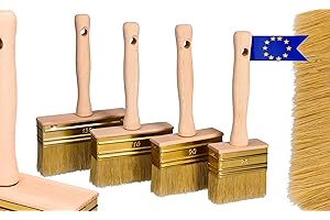 ToolSpace - Komplet 4 Pędzli Tapetówek - Idealne do Malowania i Gruntowania Ścian, Nakładania Klejów i Odświeżania Mebli Ogrodowych - Szerokości 70, 90, 110 i 130 mm