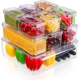Heuchaey 10-Piece Pantry Organizer, Transparent, Boxes | Food Organizer Plastic Storage Box for Drinks, Kitchen, Refrigerator