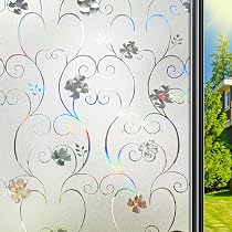 Film Fenêtre Anti-regard Qualsen - Motif Tulipe 3D, Dépoli Opaque Anti-UV - 90x200 Cm, électrostatique
