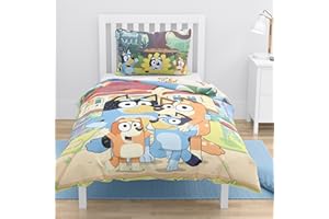 MTOnlinehandel Bluey Bed Linen 100 x 135 cm, 40 x 60 cm, 100% Cotton, Bluey Bingo Baby Bed Linen for Girls and Boys, Colourful, Small Children's Bed Linen with Zip