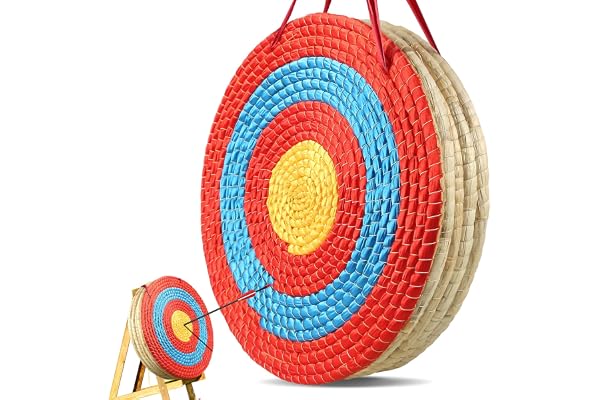 VEVOR Cible de Tir à l'arc 50,8 cm Cible de Paille Traditionnelle Faite à la Main Portable 10,16 cm d’Épaisseur 5 Couches Accessoire pour Entraînement d’Archerie en Plein Air Arcs et Arbalètes Archer