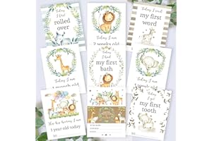 PERSONAL MOMENTS Safari Adventure Baby Boy Milestone Cards - Jungle Theme Keepsake Set - Perfect Baby Girl Gift - Wild Animal Memory Moments - Explorer Baby's First Year Milestone Cards