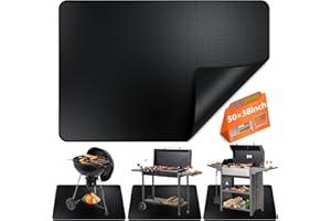BAIPOK 50 x 38 inches Grill Mat for Outdoor Grill, Double-Sided Fireproof Oil-Proof Grill Mat for Outdoor Charcoal, Flat Top, Smokers, Gas Grills, Fireproof Fireplace Mat Hearth Mat, Deck Patio Protect Mat