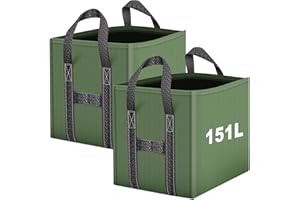 IWTTWY Sac Jardin Dechets Verts 2x151L, Sacs de déchets Jardin résistants en PP Robuste, Sacs Poubelle de Jardin Pliables et Réutilisables, étanche Sac Vegetaux Jardin avec Poignées