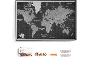 CANVASCALE Canvas World Map with Cork Pin Board - English Lettering - Decorative Wall Decoration for All Rooms - Canvas Pictures with World Map Motif (90x60 cm, Pattern 7)