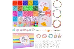 Beitide Geschenke für Mädchen, 6900pcs 3MM DIY Perlen Zum Auffädeln Bastelset Kinder, Schmuck Basteln Mädchen, Ostern Basteln Kinder, Perlen für Armbänder Mädchen Geschenk 8 9 10 11 12 Jahre