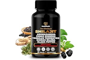 Himalayan Pure Shilajit Capsules with Ashwagandha, Ginseng, Tribulus, Ginkgo & Black Pepper | 60 All-in-1 Natural Powerhouse Supplement for Men and Women by NuetonHealth UK