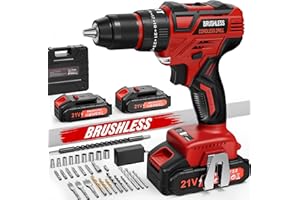 FAHEFANA Trapano Avvitatore Batteria, 21V Trapano Avvitatore a Percussione Brushless 2 Batteries, Avvitatore a Batteria 60Nm, 25+3 Coppie, 2 Velocità, LED, 29 Accessori Per Casa Progetto, Fai da te