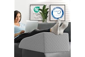 ‎ELONEO ELONEO Venenkissen Beinhochlagerungskissen aus Memory Foam, Beinkissen zur Entlastung, Lagerungskissen mit abnehmbaren Bezug, 62x40x24 cm, grau