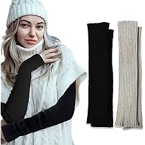 AUYAO 1/2 stuks winter armwarmers dames thermo gebreide vingerloze handschoenen warm gebreide handwarmers unisex korte / lange armwarmers polswarmer kind winterhandschoenen met duimgat boven (21 ~ 50