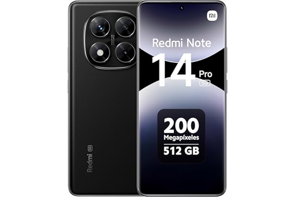 XIAOMI Redmi Note 14 Pro 5G - Smartphone de 12+512GB, Pantalla de 6.67" AMOLED FHD+ 120Hz, MediaTek Dimensity 7300-Ultra, cámara de 200MP, TurboCharge 45W, Cargador no Incluido, Negro (Versión ES)