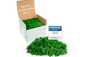 ‎MIA MILANO Mia Milano Islandmoos naturgrün konserviert I Moos Deko zum Basteln I 500g Echtes Dekomoos Isländisch für Moosbild, Mooswand lebend