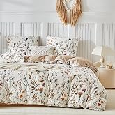 TTCM Duvet Cover 240 x 260 cm, Beige Floral Print | Easy-to-use zip, 2 matching pockets, durable fade resistant microfiber