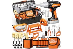 KidBloom Kids Tool Set, 50 Pcs Kids Tool Box with Toy Drill & Tool Belt, Toys for 3 4 5 Year Old Boys Gifts