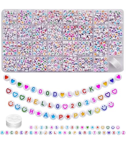 300 Perle Acriliche Con Numeri, Bianche, Cubiche, Per Creare Bracciali E Gioielli Fai-da-te