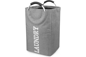 YOOFAN Freistehender Wäschekorb – Zusammenklappbarer Wäschekorb für Kleidung mit Aluminiumgriff – Wäschekorb zum Waschen, langlebig und vielseitig