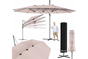 KESSER® Sonnenschirm Doppelsonnenschirm 4,6m x 2,7m | Ampelschirm Abdeckung & Ständer | Kurbelschirm Aluminium wasserabweisend | Neigbar Kippbar 360° Drehbar Taupe