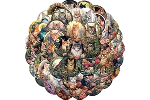 PNGIF Katze Sticker 50 Stück Vintage Kawaii Kätzchen Aufkleber für Skateboard Motorrad Helm Auto Fahrrad Laptop Koffer MacBook Kühlschrank Wasserfeste Aufkleber für Jugendliche Erwachsene