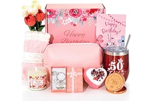 BEYOTINY 50th Birthday Gifts for Women,Happy 50th Hamper Basket for Her, Gifts for Women Turning 50 Year Old,Unique 50th Pamper Box Gifts Presents Ideas for Mom Best Friends Sister Aunt
