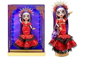 Rainbow High Edizione per il Día de los muertos 2022: MARIA GARCIA. Bambola alla Moda da Collezione (28 cm) con Trucco e Borsa a Forma di Teschio. Espositore Luminoso e Accessori Super Glamour