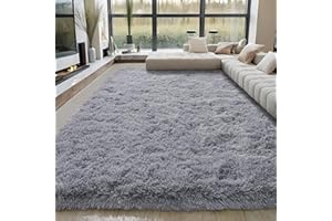 ‎BSGIFT BSGIFT Hochflor Teppich 200x300, Shaggy Wohnzimmer Teppich Flauschig Grau Langflor Kuschelteppich Wohnzimmerteppich High-Pile Carpet rutschfest, Modern Extra Groß Teppiche für Schlafzimmer Kinderzimm