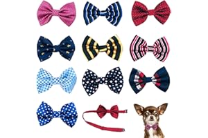 BIPY Lot de 10 nœuds papillon pour chien avec collier réglable - Nœud papillon décoratif pour animal domestique - Accessoires de toilettage