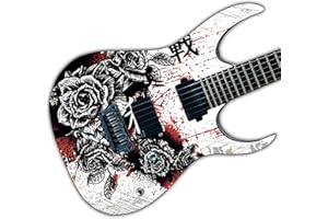 DESIGNDIVIL Autocollant en vinyle laminé pour guitare, basse ou acoustique Motif rose noire GS81