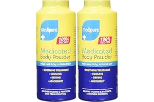 T&B ENTERPRISE 2X Medipure Medicated Body Powder 200g – Talc-Free, Cooling Relief for Itching Chafing & Irritation – with Menthol Aloe & Camphor – Super Absorbent Daily Skin Comfort