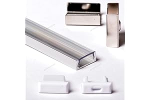 Aftertech® 1506 PERFIL ALUMINIO 15x6mm 1M PARA TIRA TIRA LED BARRA RIGIDA 1MT PERFIL GUIA + TAPA TRANSPARENTE