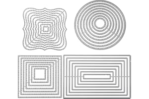 LINJINDE 4 piezas troqueles conjunto formas geometricas de corte marco circular corte rectangular cuadrado estampado en relieve para álbum de recortes scrapbooking tarjetas de papel embossing artesanías arte