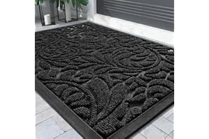 Yimobra Door Mat, Heavy Duty Front Welcome Mats For Home Entrance Outdoor Indoor, Doormat for Outside Back Patio Floor Entry Porch Garage Office, 75 x 43 cm, Black
