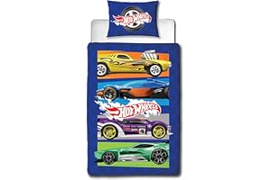 Character World Hot Wheels oficjalnie licencjonowany zestaw poszewek na kołdrę z motywem bestii, dwustronna, 2-stronna pościel samochodowa, w tym pasująca poszewka na poduszkę, idealna do sypialni
