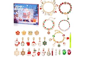 EUG-PRODUCTS Christmas Advent Calendar 2024 Girls, Advent Calendar Charm Bracelet, DIY Charm Bracelet Making Kit, 24 Days of Surprise Xmas Countdown Gifts for Kids Teens Women