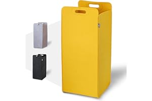 HENNEZ Panier a linge en feutre pliable 80l jaune avec poignées pour rangement linge sale - Manière Panière à linge sale Grand Panier Corbeille a linge sale