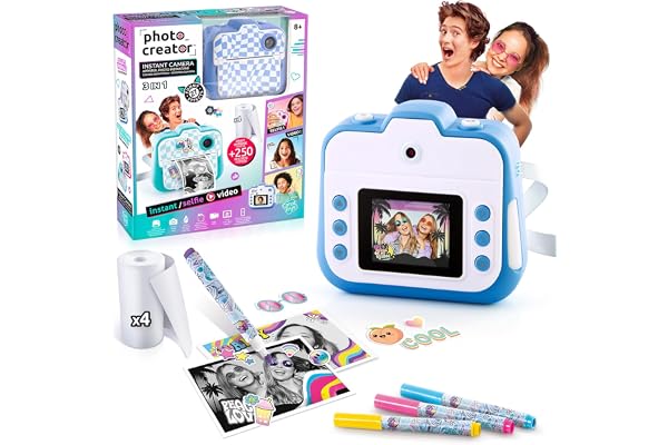 Canal Toys – Photo Creator - Appareil Photo en Impression Instantané - Bleu – Appareil Photo Enfant avec Papier Inclus – Idéal Souvenir, Selfies & créations – Dès 8 Ans - Idée Cadeau - CLK 057