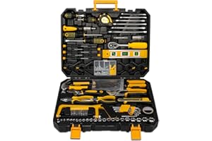 GURYON 298 Pcs Home Tool Kit Set, Mechanic Tool Set for Car Motorbike Repair Daily Maintenance,Household DlY tool Box with Tools Included,Hammer Pliers Screwdrivers Basic Hand Tool Sets