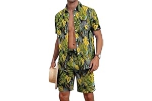 AIYINO Mens Hawaiian Shirt and Shorts Set Shiteshirts for Summer Holiday Mens Funky Beach Suits