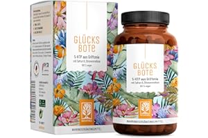 ‎NATURTREU NATURTREU® GLÜCKSBOTE 5-HTP Komplex – 90 vegane Kapseln mit 100mg 5-HTP aus Griffonia, Safran, Zitronenmelisse & Vitamin B6 – hochdosiert, ohne Zusatzstoffe – Stimmungskapseln