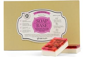 GREENUM GIFTS OF NATURE Base per sapone grezzo premium con BURRO DI SHEA, BURRO DI MANGO, BURRO DI CACAO, certificato FSC, sapone alla glicerina, da versare, SLS FREE, 100% vegano, 900 grammi