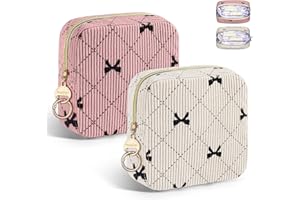 PLAYEXEN 2 Piezas Neceser Compresas Pequeño Bolso de Almacenamiento Neceser para Compresas Algodon Tampones Bolsa Menstrual con Cremallera de Servilletas Sanitarias Bolsas Regalo para Adolescentes Niñas Mujer