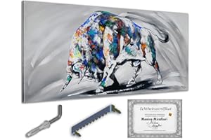 Monica Mirafiori I 100% HANDGEMALT I Gemälde Bullock 100x50cm | Gemälde Handgemalt | Acrylgemälde | Sehr Großes Acrylbild I Moderne Kunst I Kunstbilder