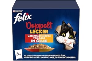 FELIX So gut wie es aussieht Doppelt Lecker Katzenfutter nass in Gelee, Sorten-Mix, 4er Pack (4 x 24 Beutel à 85g)