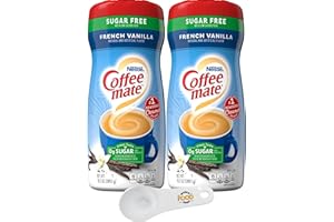 Coffee mate French Vanilla Sugar Free Powdered Creamer, 10.2 oz Canister (Pack of 2) with World Food Shop Scoop