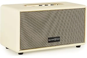 Bennett & Ross BB-860CW Blackmore Haut-Parleur Bluetooth rétro en Cuir - Haut-Parleur Vintage avec 2X 30W - Speaker Entrée USB avec Lecteur MP3 - Jack 3,5 mm avec aux-in - Enceinte Blanc créme